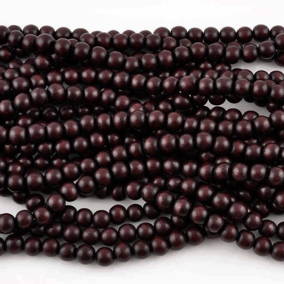 Wood Round Beads Black 6mm 16 Inch Strand