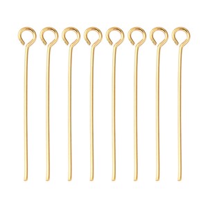 Real 18K gold plated eyepins - 20mm, 25mm, 30mm or 45mm - Nickel free jewelry findings - 21 gauge 画像 3