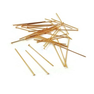 Real 18K gold plated head pins - 20mm or 35mm - Nickel free jewelry findings - 21 gauge 画像 2