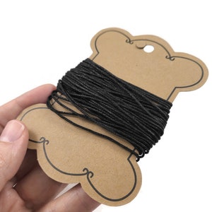 Black waxed cotton cord 1mm - 10 meters / 32.8 ft - Jewelry making string supplies afbeelding 4