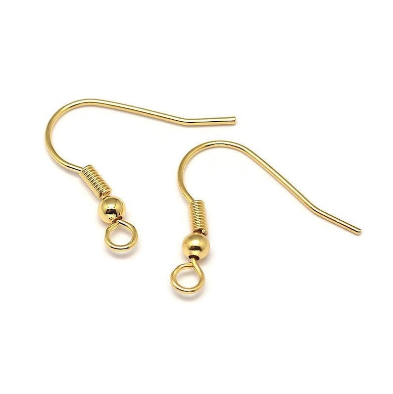 18K Gold Plated Brass Earring Hooks - Nickel free hypoallergenic earring findings - Real Gold Plated Ear Wire image 2