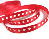 Red Heart Satin Ribbon 3/8" - 3 yards red and white love ribbon gift packaging