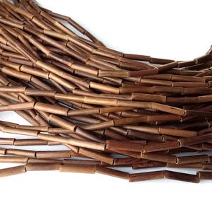 Bag of 12 Large Bamboo Look Wood Carved Grooved Macrame Plant Hanger Craft Beads 50mm 2