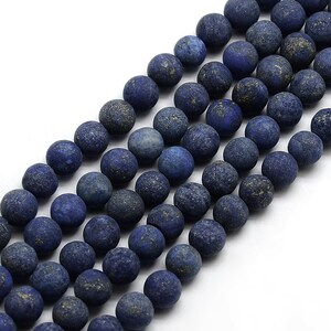 Pierres Naturelles Givrées Lapis Lazuli Rondes 4, 6 ou 8mm - Bleu