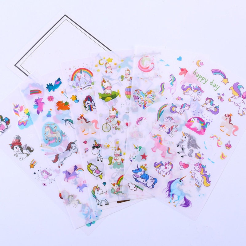 unicorn sticker pack 6 sheets of cute stickers etsy