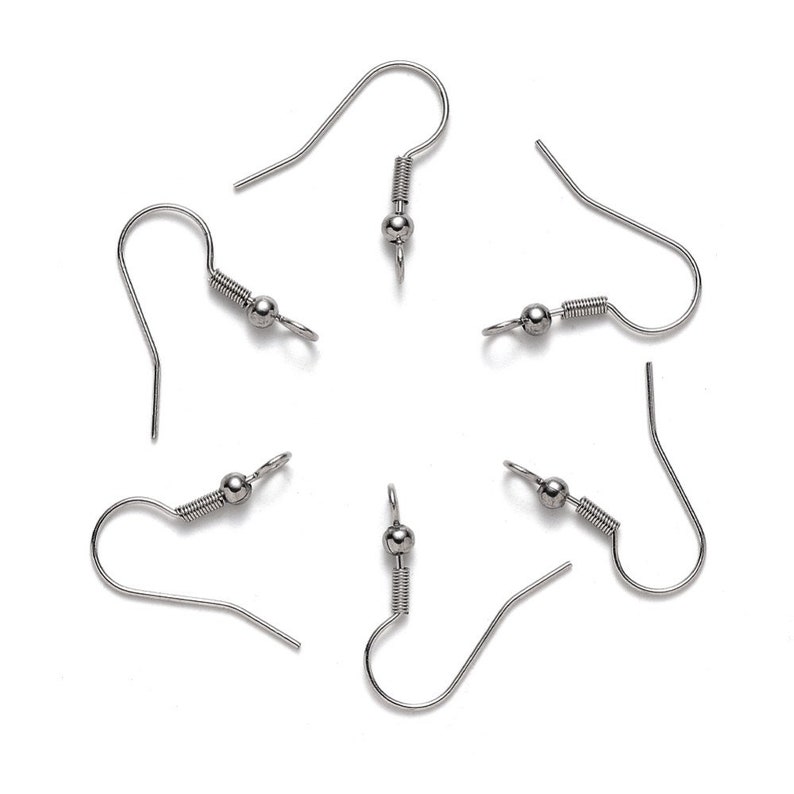 Stainless steel ear wires, Other side loop earring hooks, Hypoallergenic earring findings, 50 pcs 25 pairs image 4