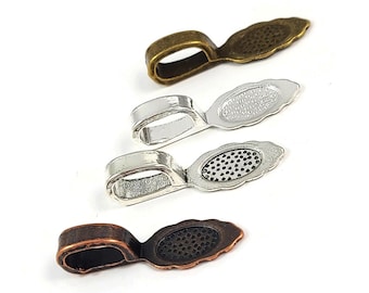 10 glue-on bails, Leaf flat pad, Nickel free, Jewelry findings, Pendant supplies