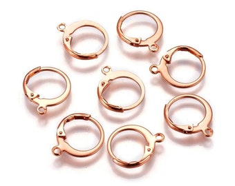 Rose gold round lever back, Stainless steel hoop earring hooks, 10pcs (5 pairs) Hypoallergenic leverbacks