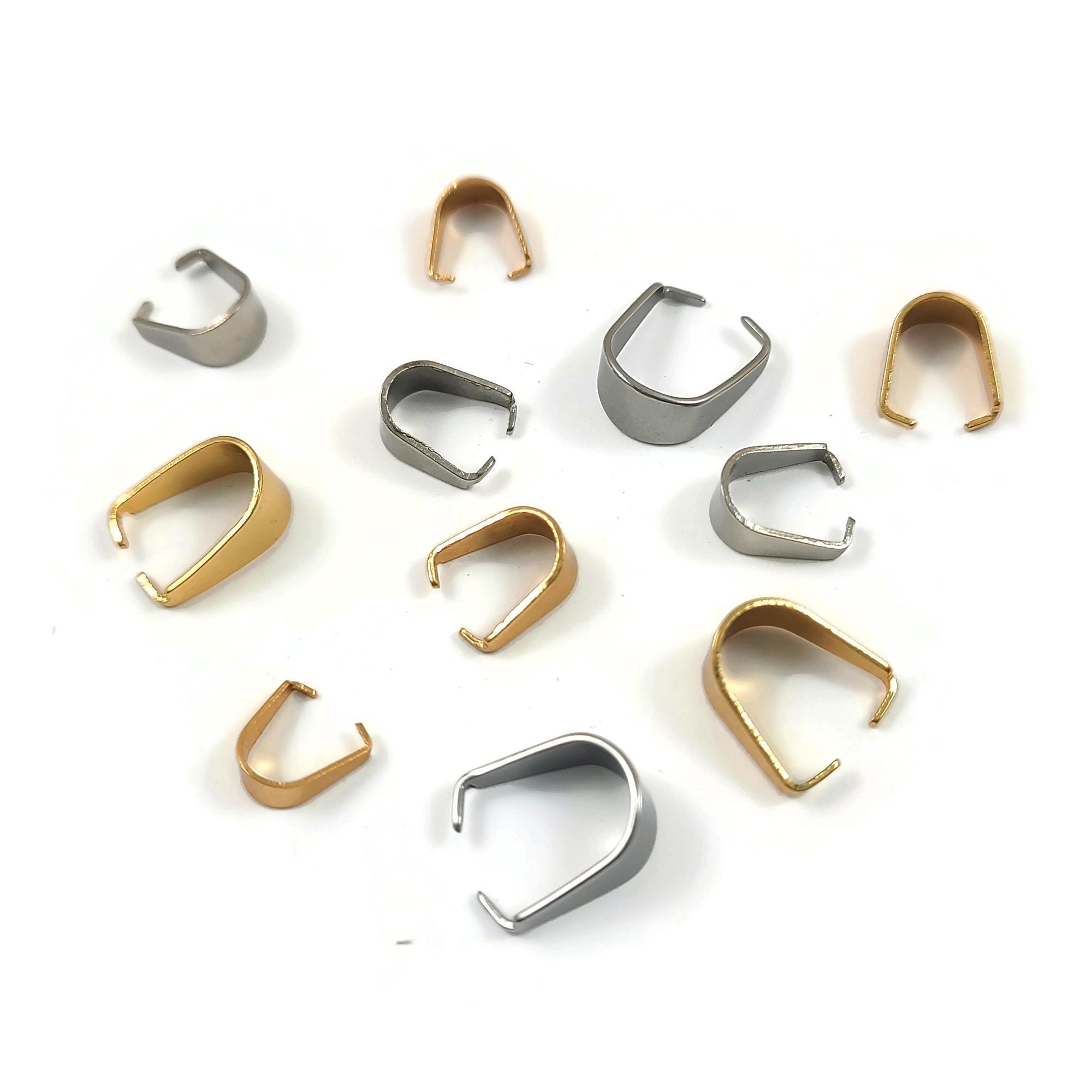 Stainless Steel Pinch Bail Gold Silver Snap Open Bail, Pendant Clips for  Necklace, Tarnish Resistant Bail Clasp for Jewelry Making 