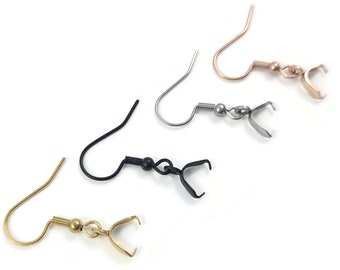 10pcs stainless steel earring hooks with pinch bails - Rose gold, gold, silver, black - Jewelry making findings