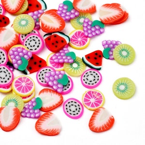 1800 cabochons fruits, 6 couleurs par boite