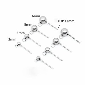 Stainless steel ball post with loop, 10pcs hypoallergenic earring making supplies image 3