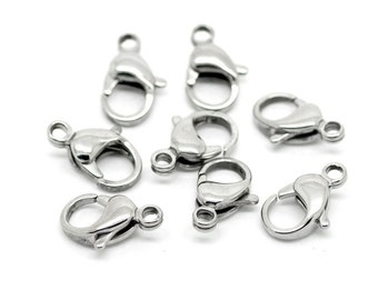 Big stainless steel lobster clasp, 16mm x 10mm, Hypoallergenic jewelry making findings
