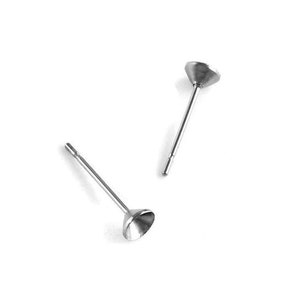 10 Stainless steel Point Back Rhinestone earring post hypoallergenic 3, 4, 5, 6 or 8mm stud earrings image 2