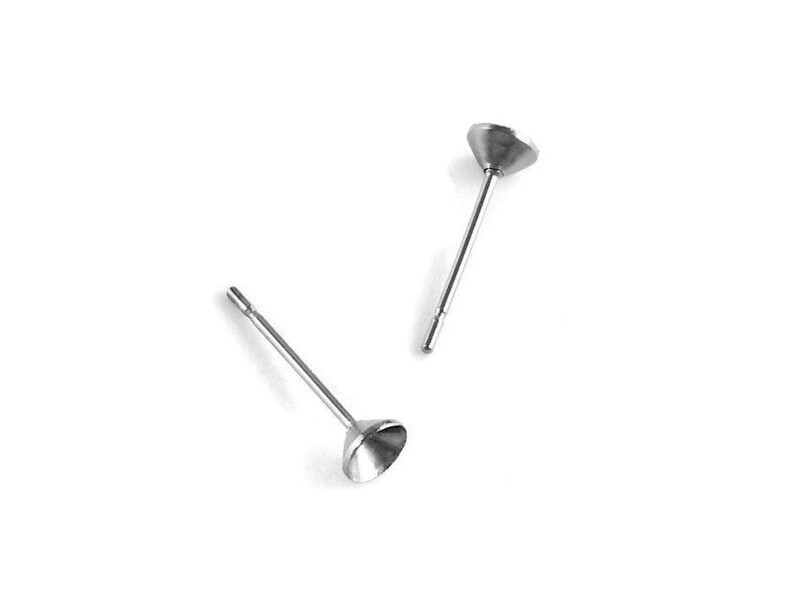 10 Stainless steel Point Back Rhinestone earring post hypoallergenic 3, 4, 5, 6 or 8mm stud earrings image 2