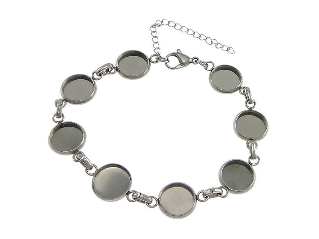 Stainless Steel Bracelet With 10mm Cameo Settings 1 X Cabochon Bracelet ...
