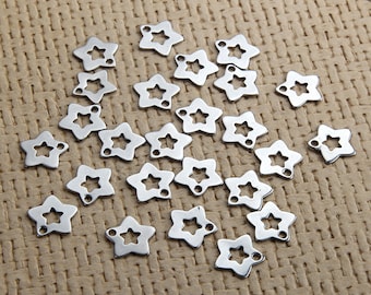 12mm star charms, Stainless steel hypoallergenic charms, 10pcs for jewelry making