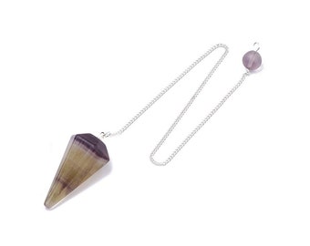 Natural fluorite dowsing pendulum spike pendant