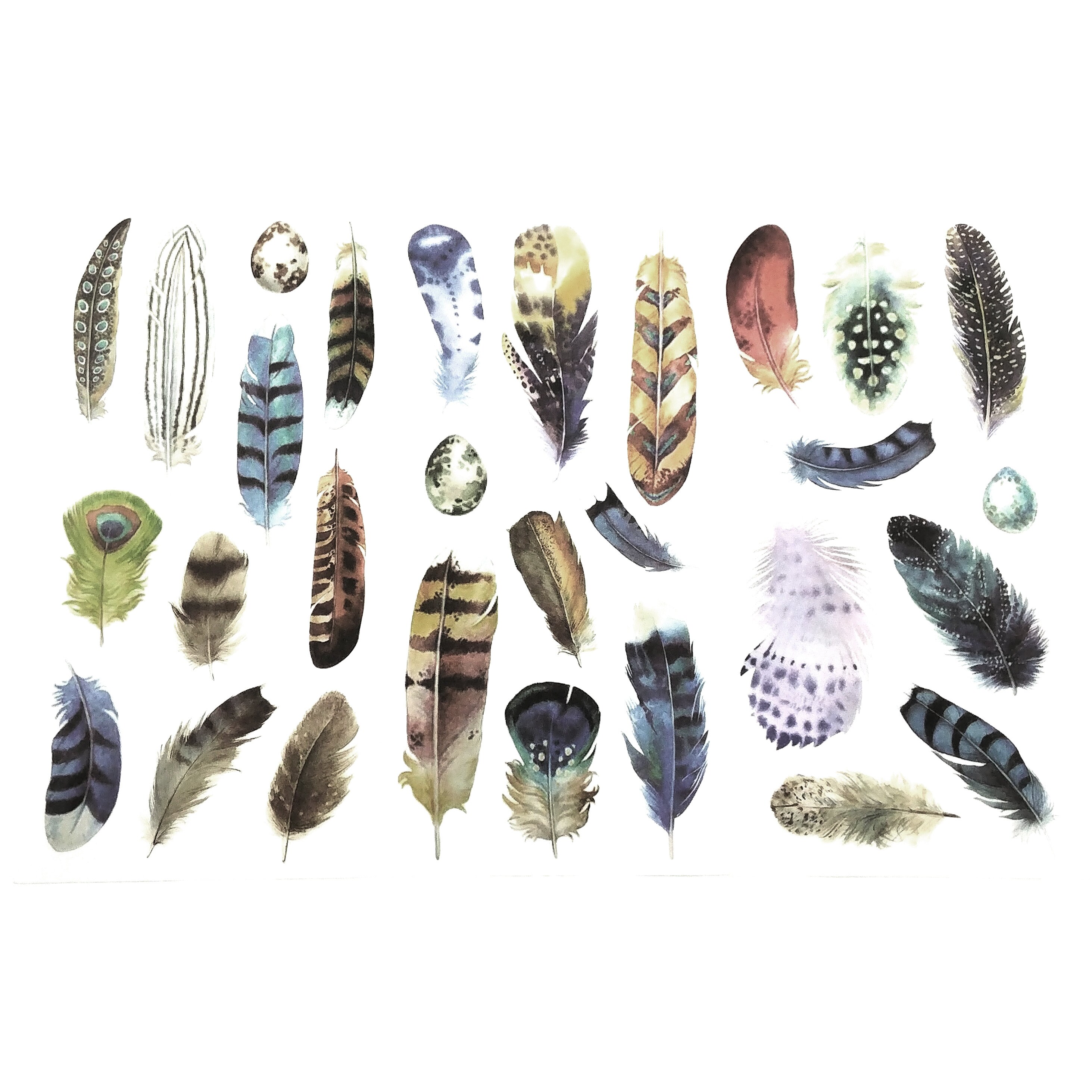 Large feather sticker set 3 sheets Etsy