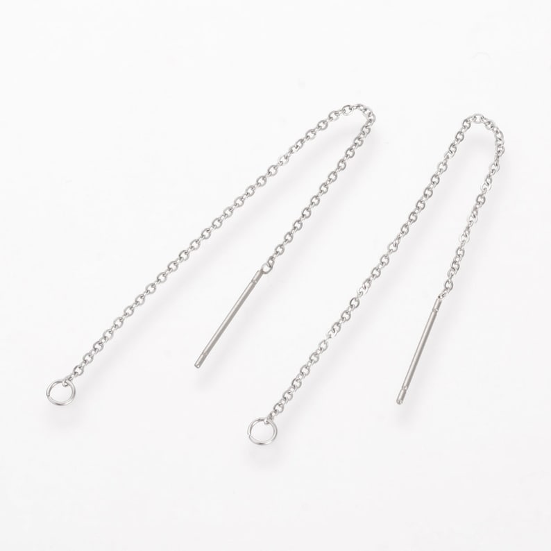 Stainless steel chain ear thread with closed ring Hypoallergenic 5 pairs