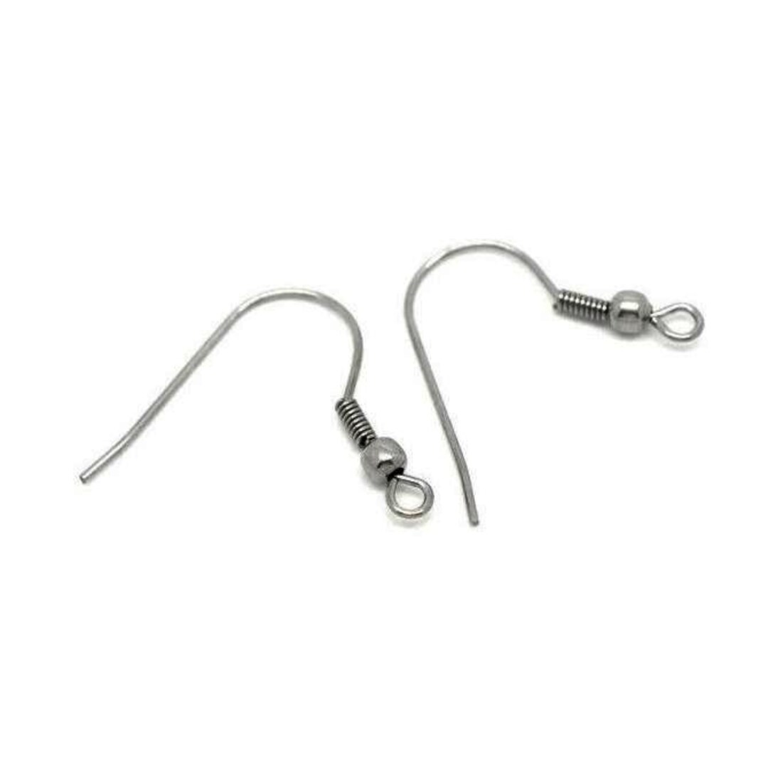 20 PIECE PACK 20.5mm 304 Stainless Steel Earring Hooks, Fishhook Earrings,  .8mm Pin, Silver Color, Earring Making, Basic Ear Hook With Ball