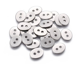 Silver metal buttons, stainless steel buttons or clasps, oval buttons 14mm or 17mm