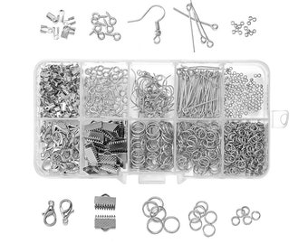 Jewelry making starter kit, 710pcs assorted findings, Hypoallergenic nickel free supplies