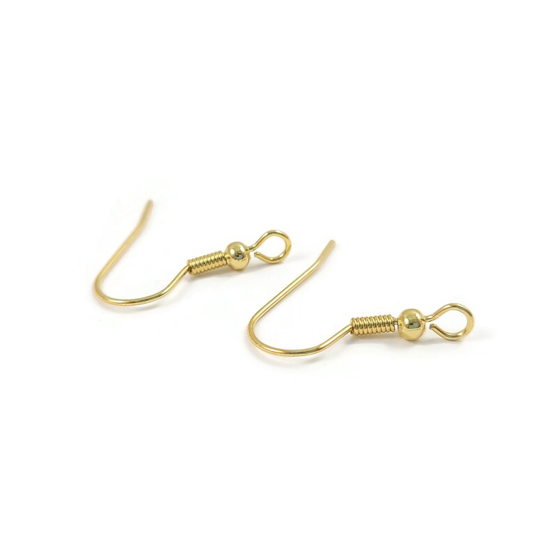 50 Hypoallergenic earring hooks, Nickel free 18K gold plated ear wire, Front loop Bild 5