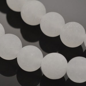 Natural White Jade Beads, Round 6mm or 8mm, Frosted Stone image 2