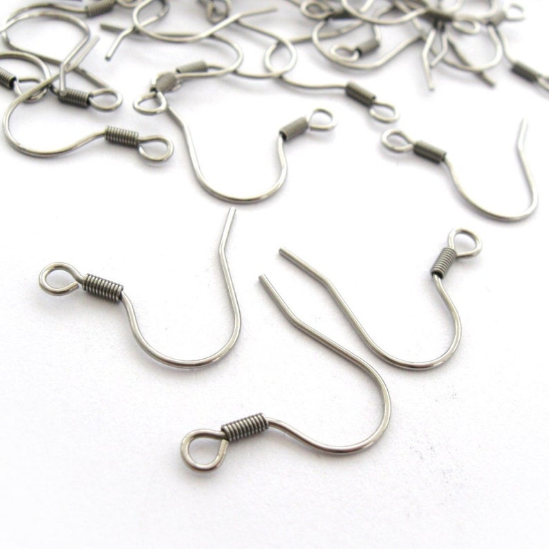 Surgical stainless steel earring hooks 50 pcs 25 pairs Tarnish free hypoallergenic jewelry findings image 2