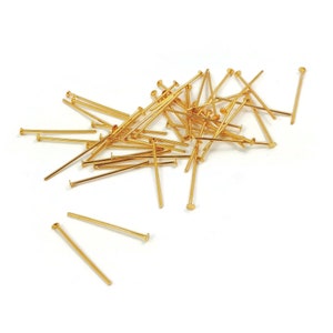 Real 18K gold plated head pins - 20mm or 35mm - Nickel free jewelry findings - 21 gauge 画像 5