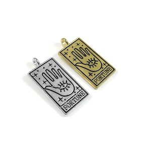 Tarot card charm, Gold, Silver, Necklace making pendant, Sun, Moon, Star, World, Fortune image 2
