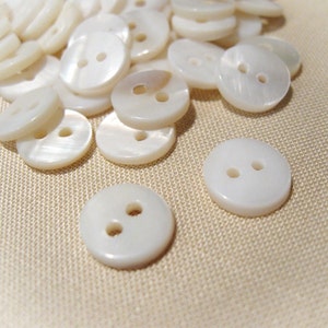 Mother of Pearl Buttons 10mm buttons set of 10 pearl buttons white buttons 10mm unique buttons sea shell buttons image 3