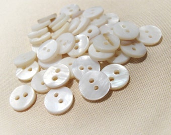 Mother of Pearl Buttons - 10mm buttons - set of 10 pearl buttons - white buttons 10mm - unique buttons - sea shell buttons