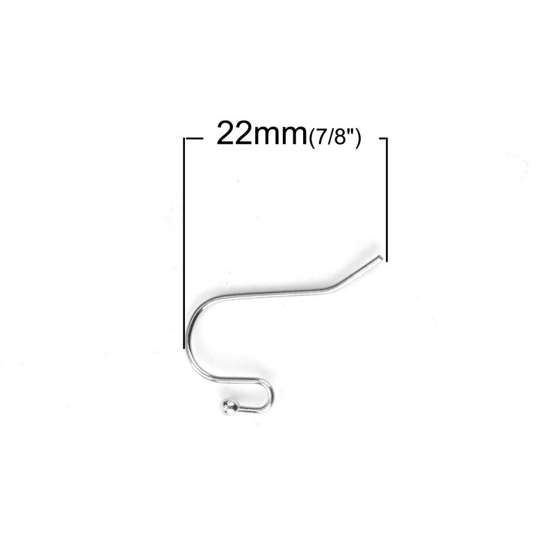 Stainless steel ear wire hooks 50 pcs (25 pairs) Hypoallergenic 22mm image 3