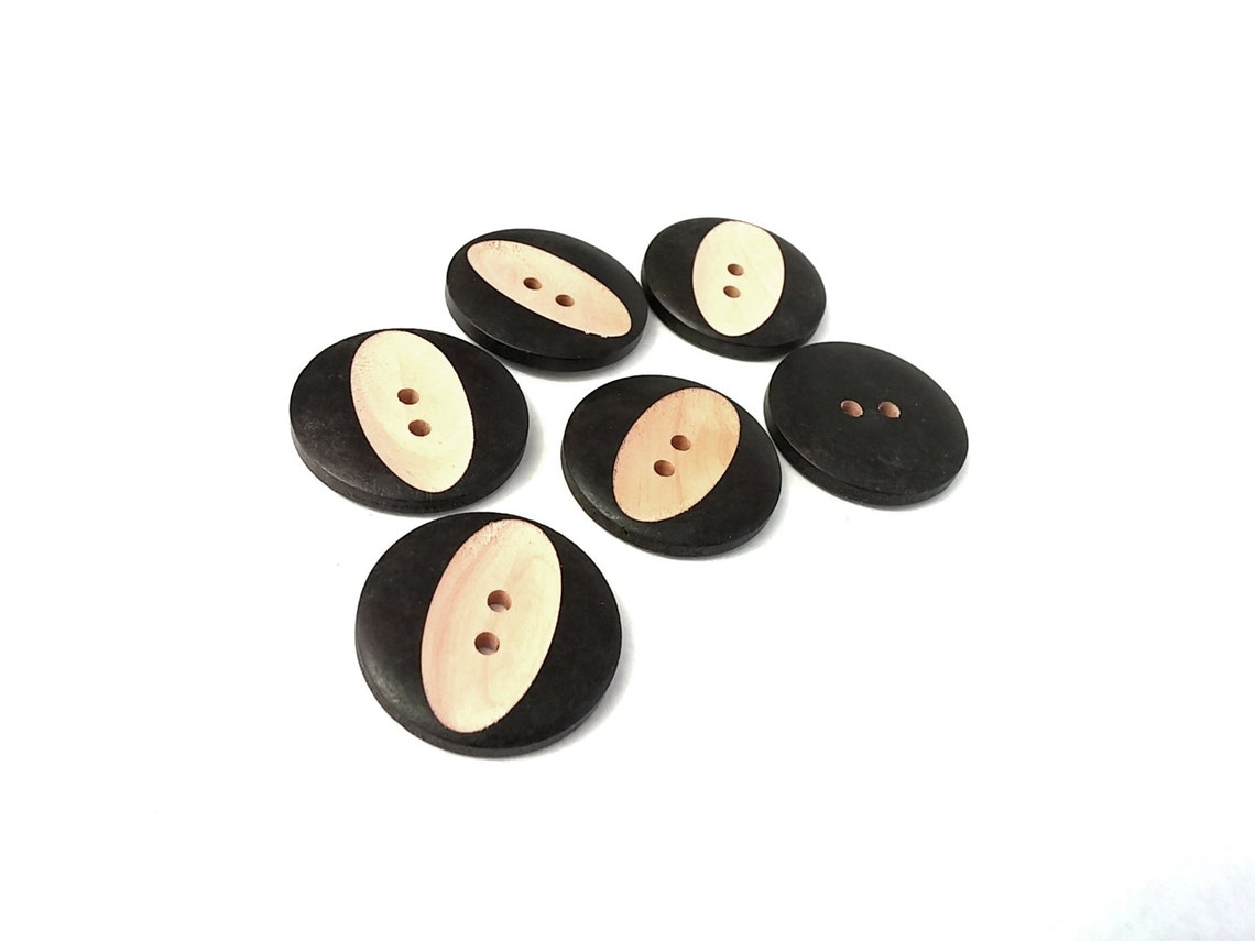 Carved Wooden Sewing Buttons 30mm set of 6 wood buttons Etsy