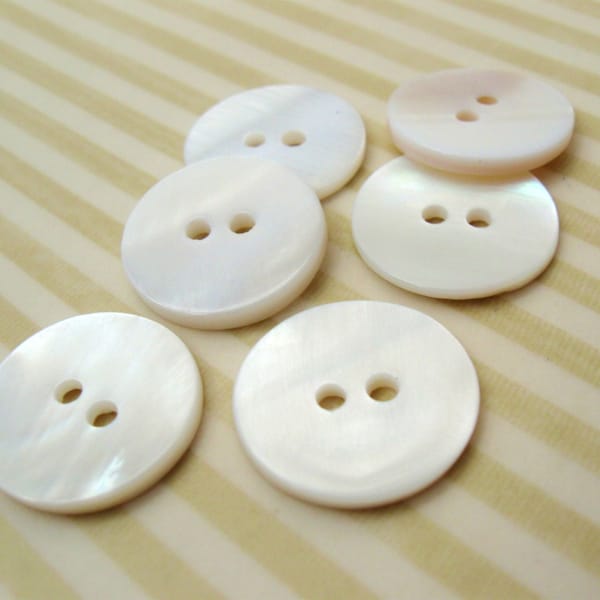 MOP buttons - Mother of Pearl Shell Buttons 20mm - set of 6 eco friendly natural buttons