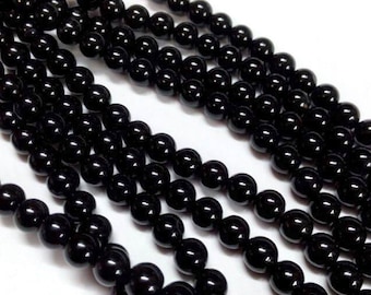 Natural Black Agate Stone Beads Strands 4 or 6mm Round