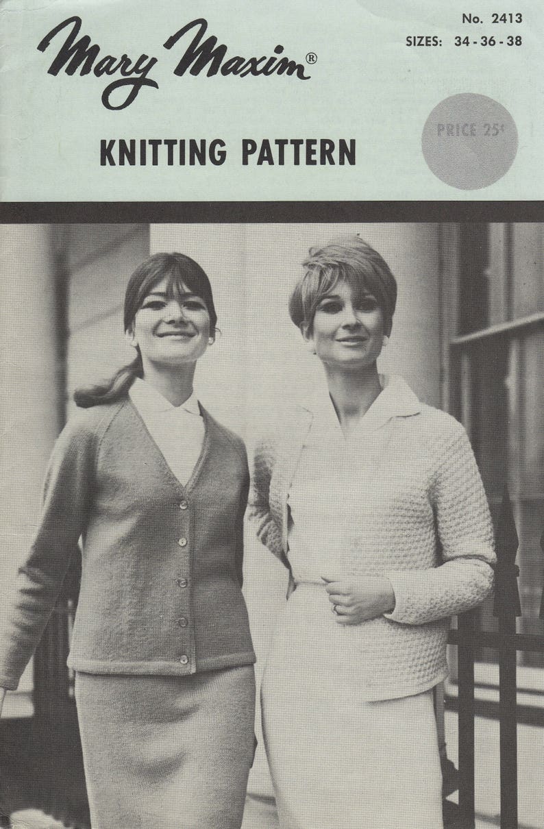 Vintage Mary Maxim no 2413 Jacket Knitting Pattern Sizes | Etsy