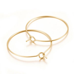 Surgical stainless steel hoops, Gold earring findings, 15mm, 20mm, 25mm, 30mm hoops for jewelry making