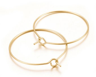 Surgical stainless steel hoops, Gold earring findings, 15mm, 20mm, 25mm, 30mm hoops for jewelry making