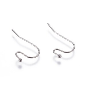 Stainless steel ear wire hooks 50 pcs (25 pairs) Hypoallergenic 22mm image 4