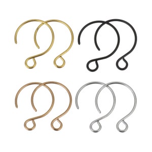 10pcs Stainless Steel round earring hooks 19x14mm - Rose gold, gold, silver or black
