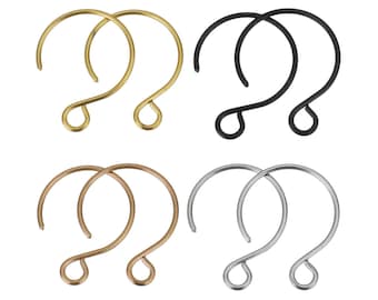 10pcs Stainless Steel round earring hooks 19x14mm - Rose gold, gold, silver or black