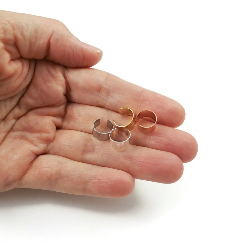 2 Ear cuff with hole, Stainless steel earring findings, Clip on findings for jewelry making, Silver, Gold, Rose gold image 9
