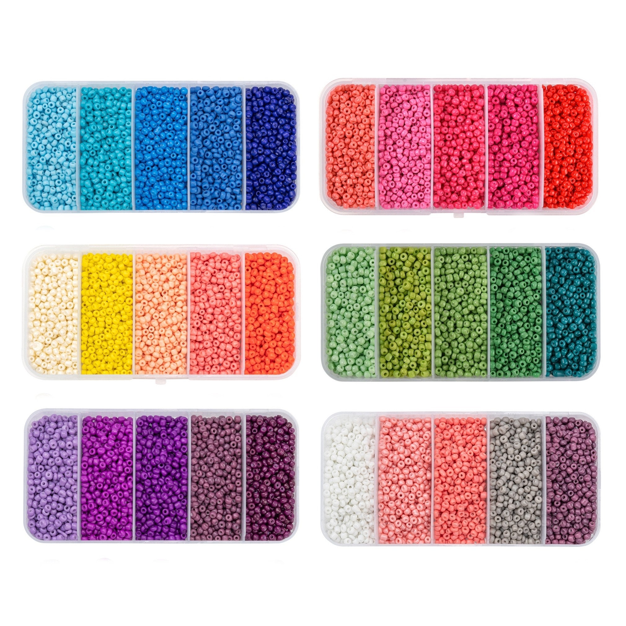 24 Color Glass Seed Bead Kit, Size 6/0, 4mm Glass Seed Bead Spacers, Mixed  Color Rainbow Seed Beads, With Organizer, Seed Bead Beginners Set 