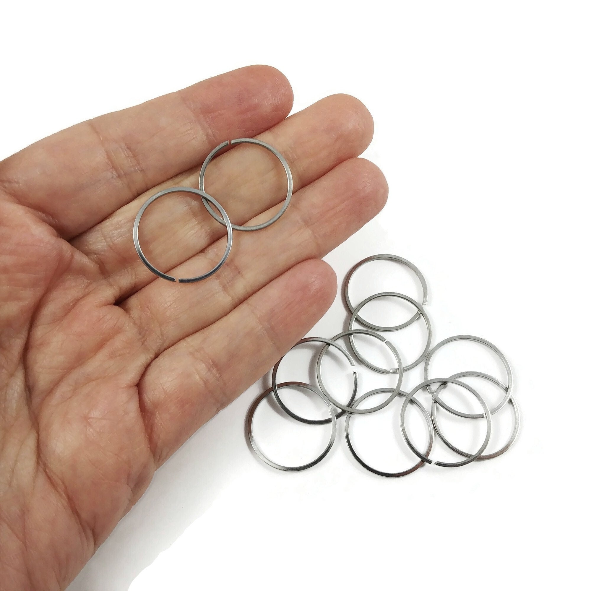 20mm Silver Jump Rings, 10pcs Stainless Steel Open Ring, 18 Gauge Large  Jump Rings for Jewelry Making 