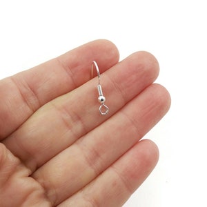50 Grade A Silver Plated Iron Earring hooks - Nickel free, lead free and cadmium free earwire Front loop