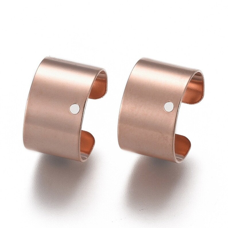 2 Ear cuff with hole, Stainless steel earring findings, Clip on findings for jewelry making, Silver, Gold, Rose gold image 6