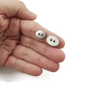 6 Silver metal buttons, stainless steel buttons or clasps, oval buttons 17mm image 2